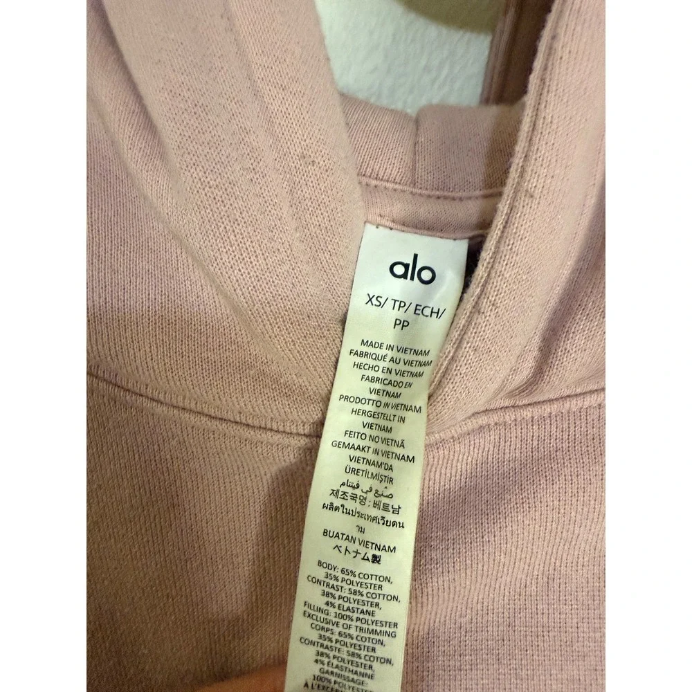 Alo Make Waves Hoodie Sunset Pink Tonal Size XS Unisex